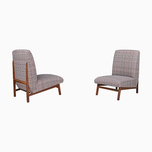 Set of Mid-Century Walnut Easy Chairs, Italy, 1960s