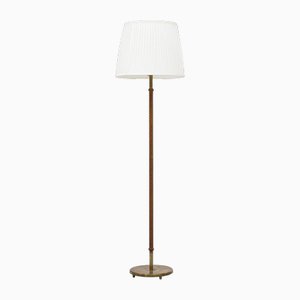 Swedish Modern Floor Lamp with Braided Leather