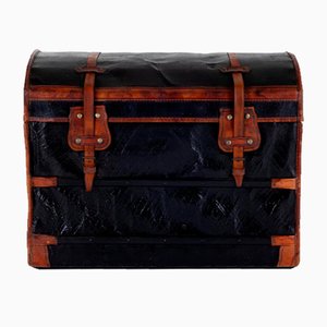 Large Leather Steamer Trunk