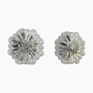 Mid-Century Modern Flower Cut Glas Wandhalterungen, Deutschland, 1950er, 2er Set