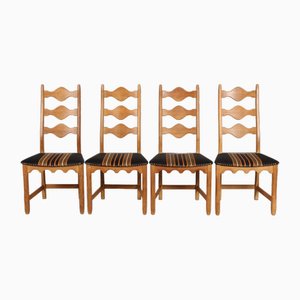 Danish Chairs in Oak and Wool by Henning Kjærnulf, 1970s, Set of 6