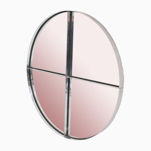 Large Italian Round Steel Metal Mirror by Vittorio Introini for Saporiti, 1970s