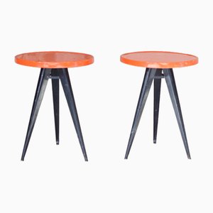 Round Bistro Tables in Tholix Metal by Xavier Pauchard, 1960s, Set of 2