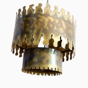Brutalist 6399 Pendant Light in Oxidised Brass by Svend Aage Holm Sørensen
