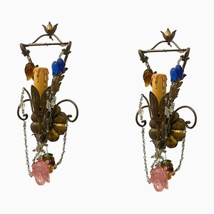 Tole Murano Glass Sconces, 1950s, Set of 2
