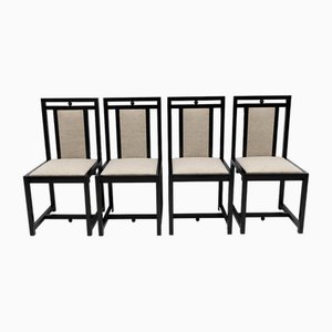 Black Lacquered High Back Chairs from Mackintosh, 1979, Set of 4