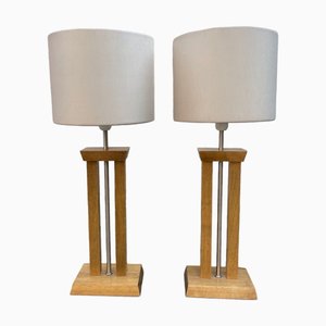 Mid-Century Modern Lamps in Wood, 1970s, Set of 2