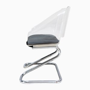 Armchair in Metal and Acrylic with Legs in Chromed Metal by Harvey Guzzini, 1968