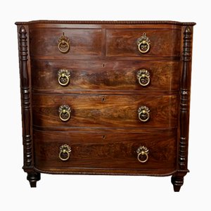 George III Mahogany Bow Fronted Chest of Five Drawers, 1820s
