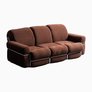 3-Seater Sofa in Brown Fabric with Tubular Structure, 1970s