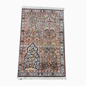 Indian Cashmere Silk Rug in Prayer form with Tree of Life Motif