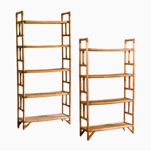 Rush and Wicker Bookcases, Italy, 1980s, Set of 2