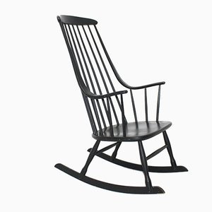 Rocking Chair Grandessa en Hêtre Noir par Lena Larsson pour Nesto, 1960s
