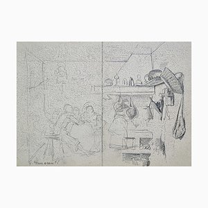 Guglielmo Innocenti, Etude de cuisine animée, Crayon on Paper