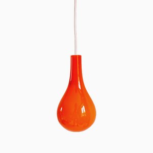 Lámpara de suspensión escandinava en naranja opalino, años 60