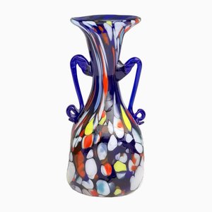Blaue Vintage Jugendstil Vase aus Muranoglas von Fratelli Toso, Italy