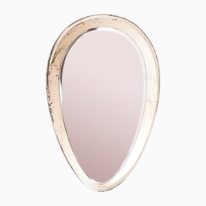 Specchio con cornice in cristallo rosa, anni '70