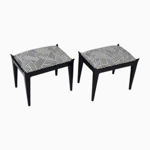 Vintage Poufs Upholstered in Black and White Fabric by Dedar, Set of 2