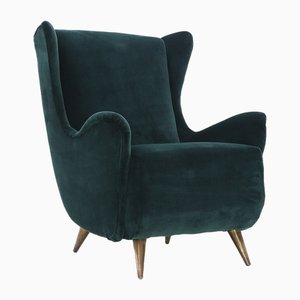 Fauteuil en Velours Vert par Mario Franchioni pour Framar, 1950s