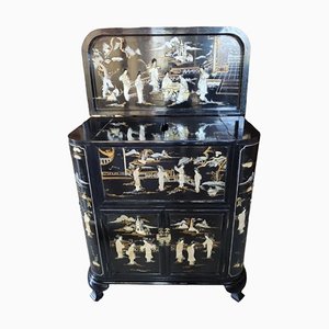 Mid-Century Chinese Bar Cabinet with Hard Stones