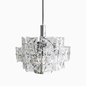 German Chromed Chandelier with Crystals from Kinkeldey, 1960s