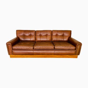 Skandinavisches Vintage 3-Sitzer Sofa aus Cognacfarbenem Leder von Nelo Möbel, 1970er