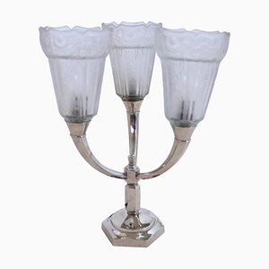 Lámpara de mesa Art Déco con tres vasos de Maynadier, Francia, años 30