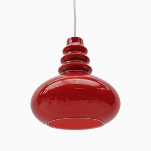 Lampada da soffitto in vetro rosso di Peill & Putzler, anni '60