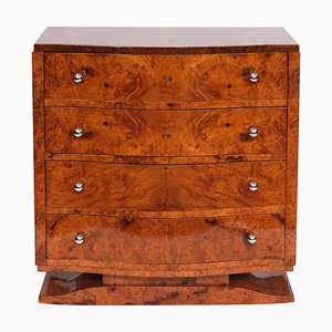 Art Deco Commode Chest of Drawers in Amboina with Moustache Base, 1930s