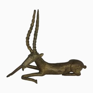 Antilope Vintage en Bronze d'Afrique, Bénin, 1940s
