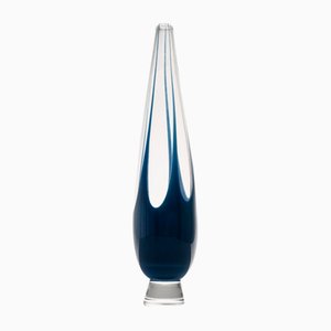 Vase en Verre Bleu attribué à Vicke Lindstrand, 1960s