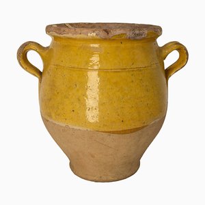 French Confit Pot in Yellow Glazed Terracotta, Late 19th Century