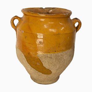 French Confit Pot in Yellow Glazed Terracotta, Late 19th Century