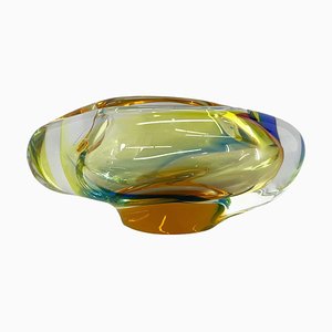 Böhmischer Kunstglas Aschenbecher von Novy Bor Glassworks, 1960er