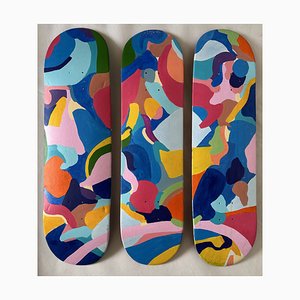 Nathanael Koffi, Triptyque abstracto, 2023, Acrílico