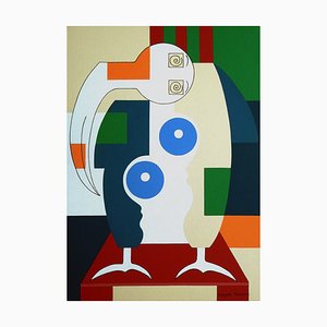 Hildegarde Handsaeme, Uccello seduto su una sedia rossa, 2011, Acrilico