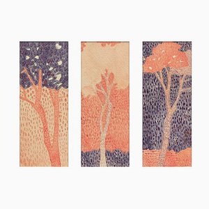 Aurélie Trabaud, Pink Pines - Loving trees No.1, 2022, Acquarello