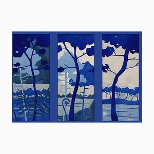 Aurélie Trabaud, Blue pines - Loving trees No.3, 2022, Obra en papel