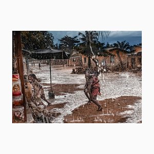 José Nicolas, Enfants Courant Sous La Pluie, 2017, Stampa fotografica