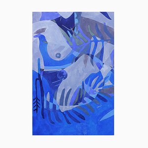 Aurélie Trabaud, Abstrait Nu No.10 - Blue, 2022, Watercolor & Gouache