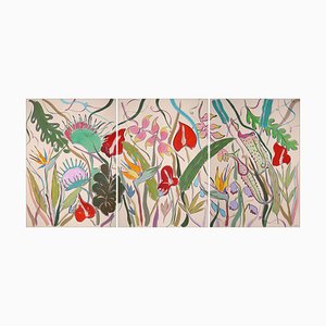 Romina Milano, Carnivorous Plant Garden Triptych, 2023, Acrylic on Paper
