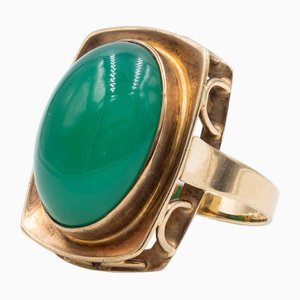 8 Karat Gelbgold Chrysopras Ring, 1970er