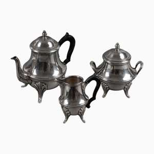 Silbernes Metall Kaffeeservice im Louis XVI Stil, Ende 19. Jh., 3er Set