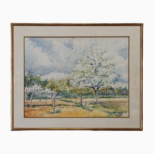 Robert Lange, Spring, 20th Century, Watercolor, Framed