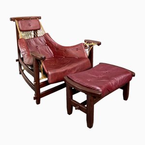 Jangada Lounge Chair with Ottoman by Jean Gillon, Brazil, 1968, Set of 2