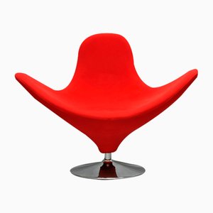 Italienischer Vintage Sessel aus Rotem Stoff