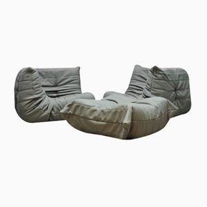 Juego de salón Togo en gris de Ligne Roset. Juego de 3