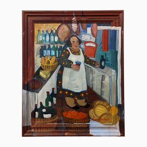 The Store, 1950s, Oil on Canvas, Framed