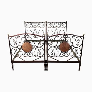 Single Beds in Iron, 19th Century, Set of 2