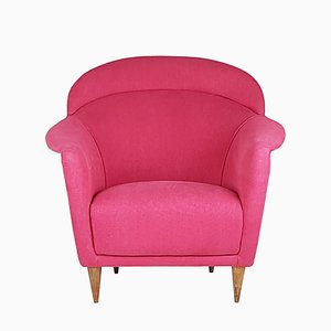 Italian Pink Upholstered Armchair, 1950s